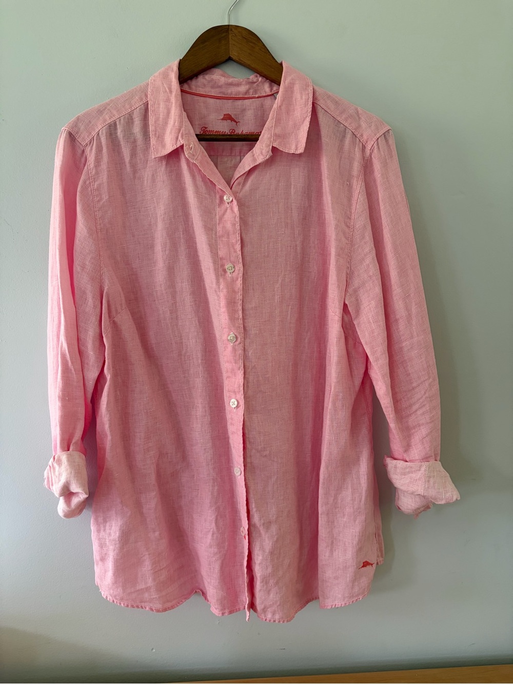 Linen Tommy Bahama Pink Button Down Ling Sleeve Shirt
